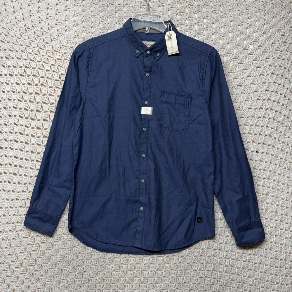 Depart West Shirt Mens Sz S Navy Blue Button Down Long Sleeve Style DWW080 NWT